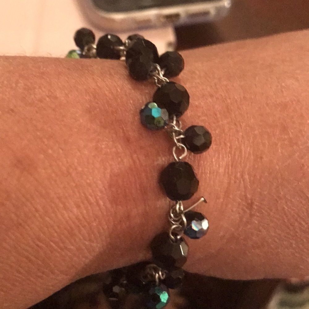 Black crystal bead bracelet 